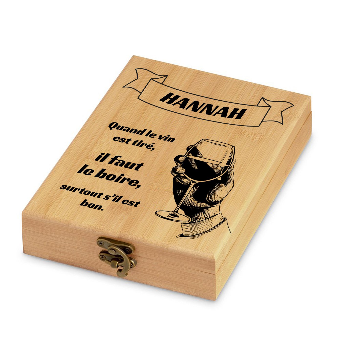 Murrano Wine Accessory Set with Bamboo Box - Personalized for Her Anniversary