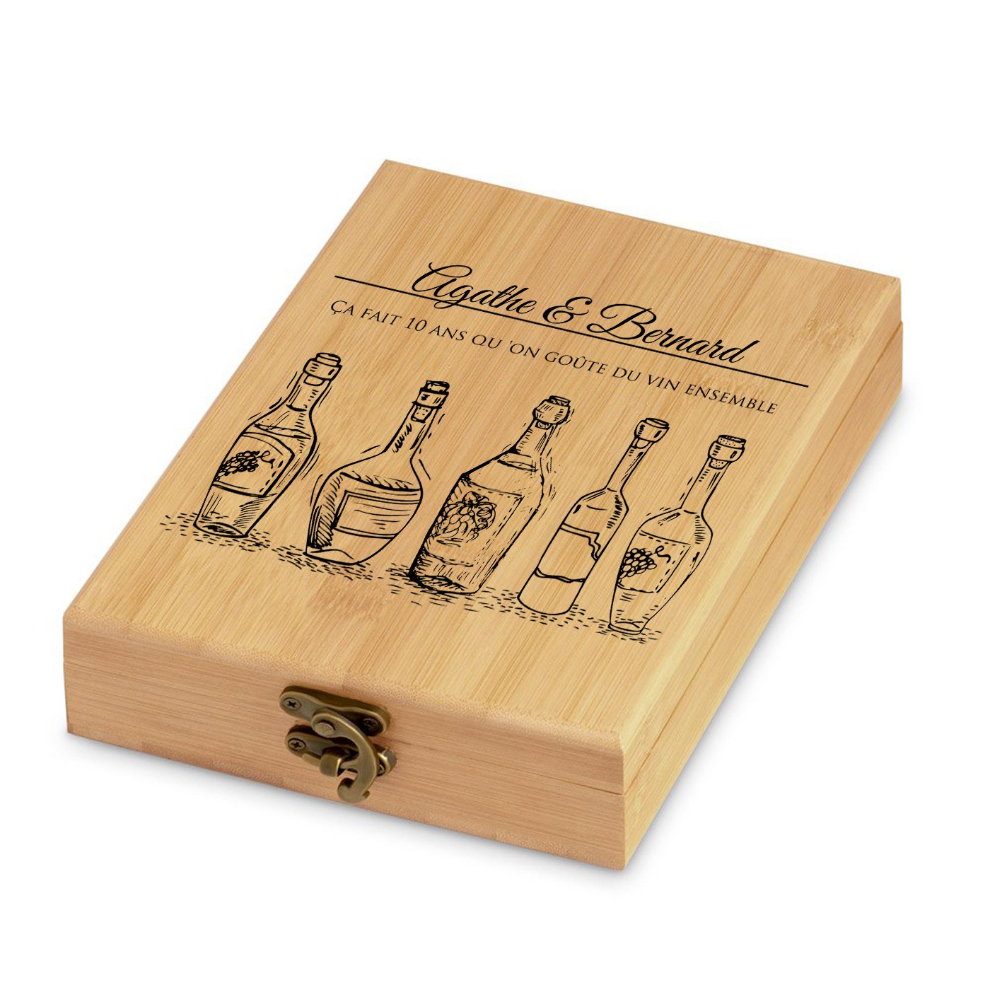 Murrano Personalized Bamboo Wine Accessory Set for 10th Wedding Anniversary