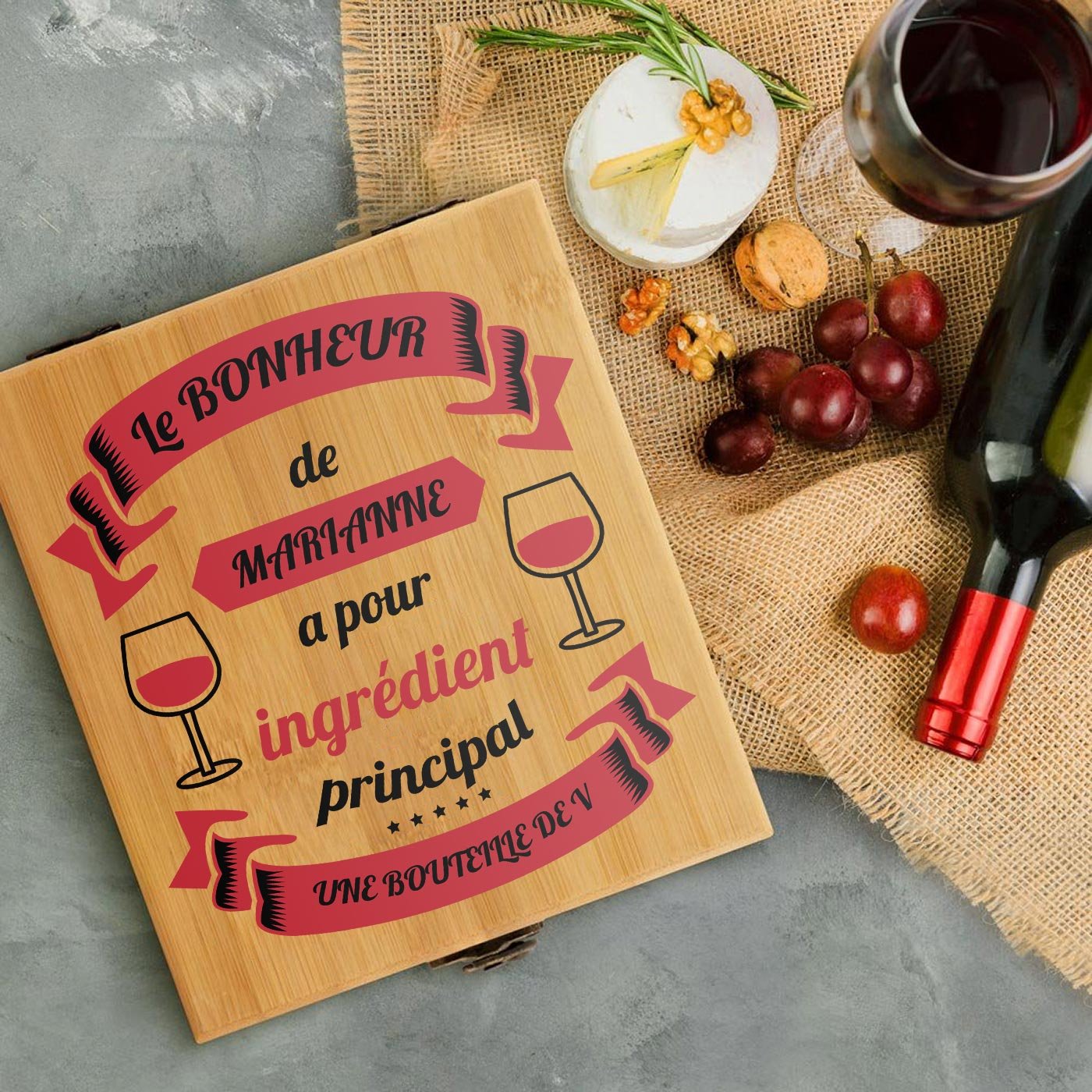 Murrano Personalized Bamboo Wine Accessory Set