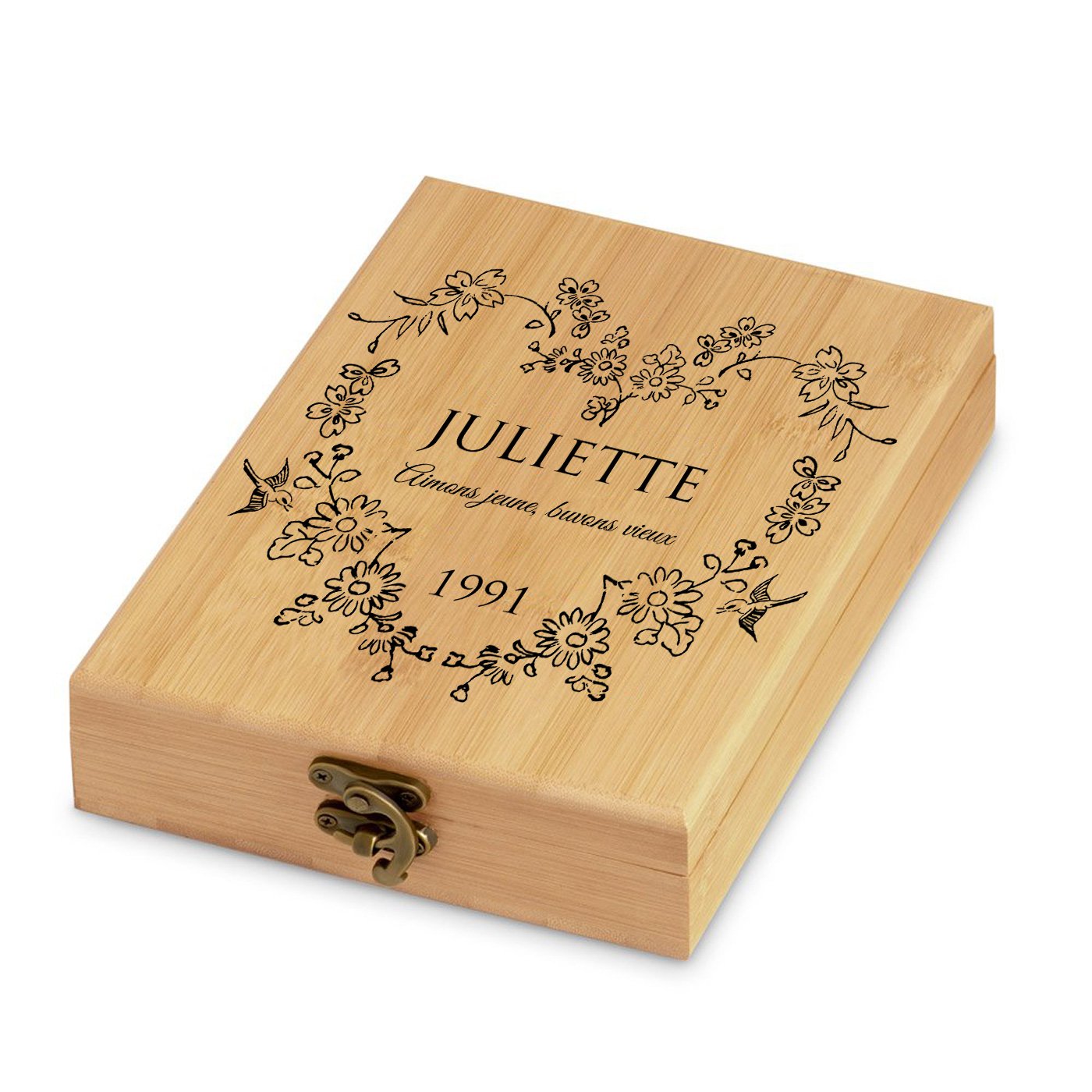 Murrano Wine Accessory Set with Bamboo Box for Valentine's Day