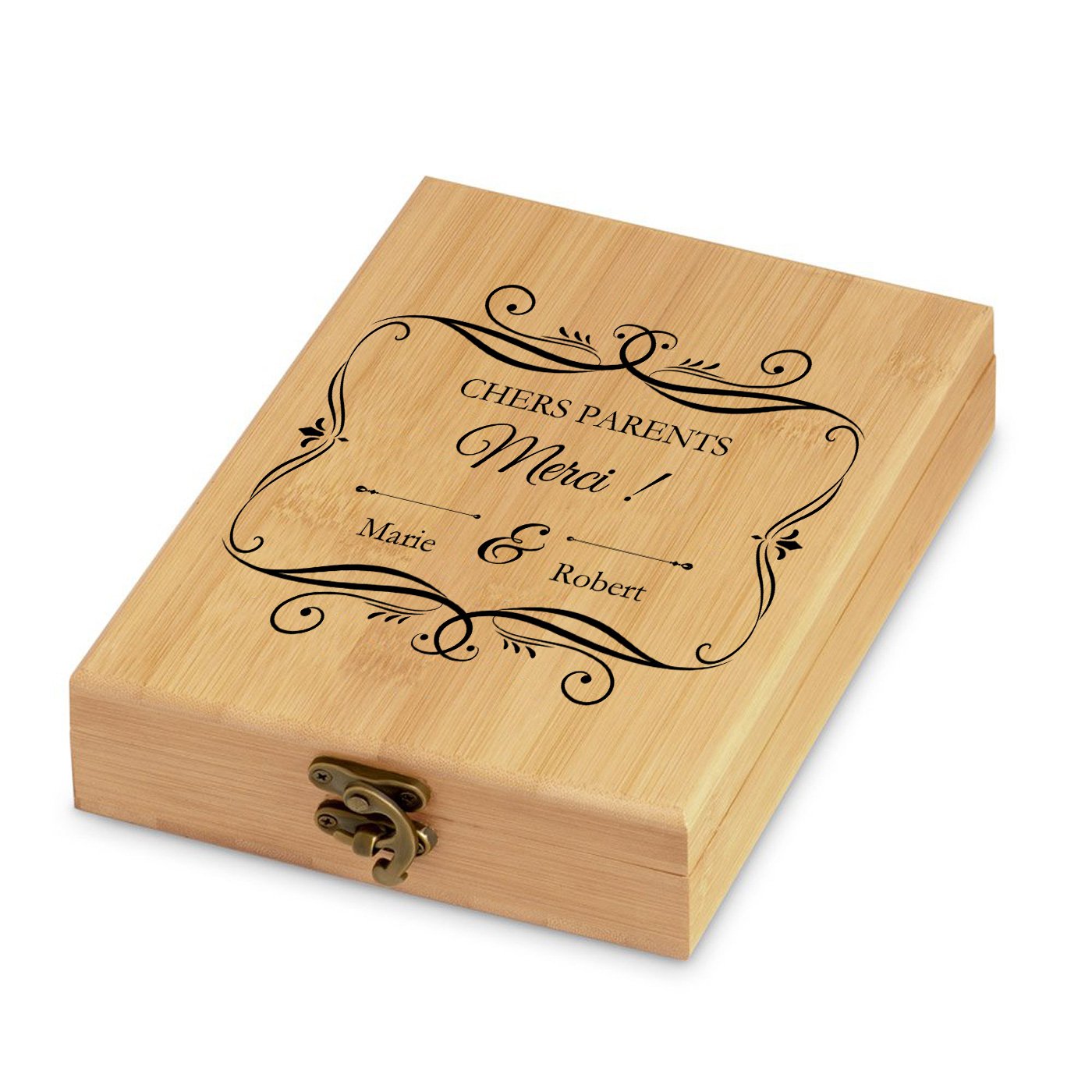Murrano Bamboo Wine Accessory Set for Parents - Personalized Box