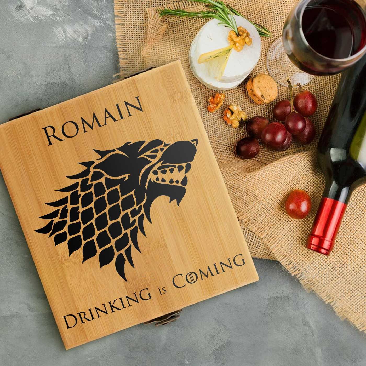 Murrano Wine Accessory Set with Bamboo Box