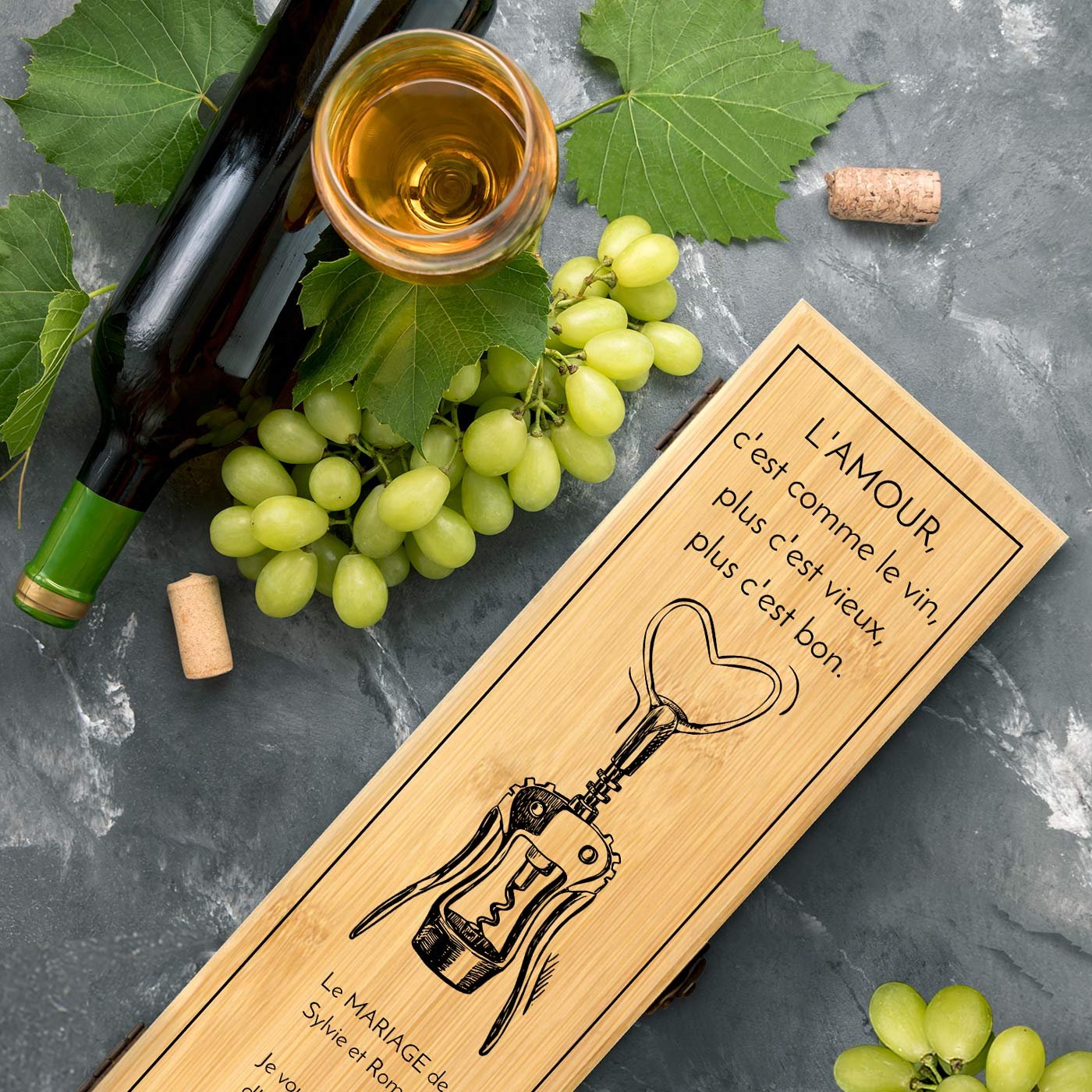 Murrano Personalized Wine Accessory Set for Couple