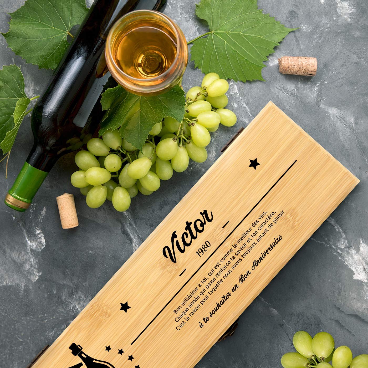 Murrano Personalized Wine Accessory Set for Men's Birthday