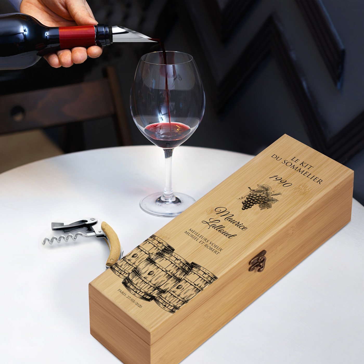Murrano Personalized Wine Accessory Kit for Friend's Birthday