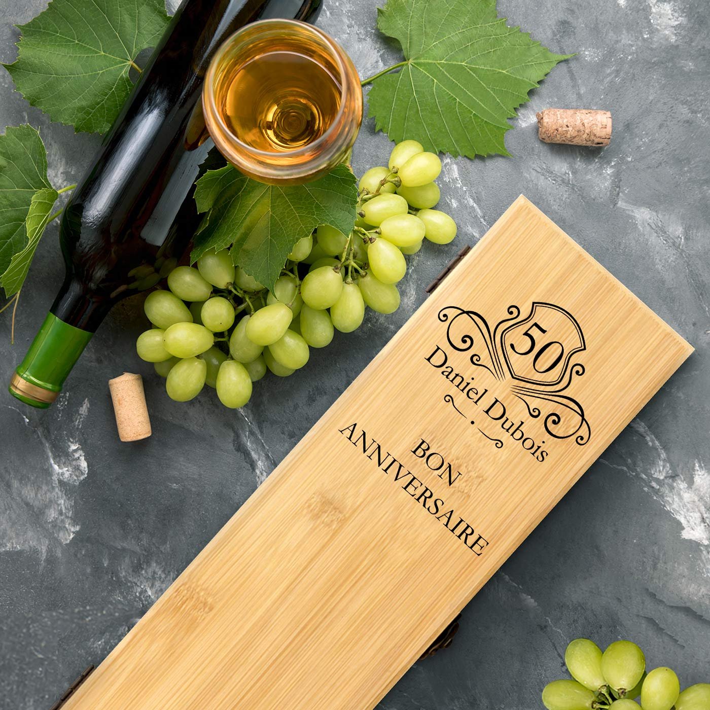 Murrano Personalized Wine Accessory Kit for Dad's 50th Birthday