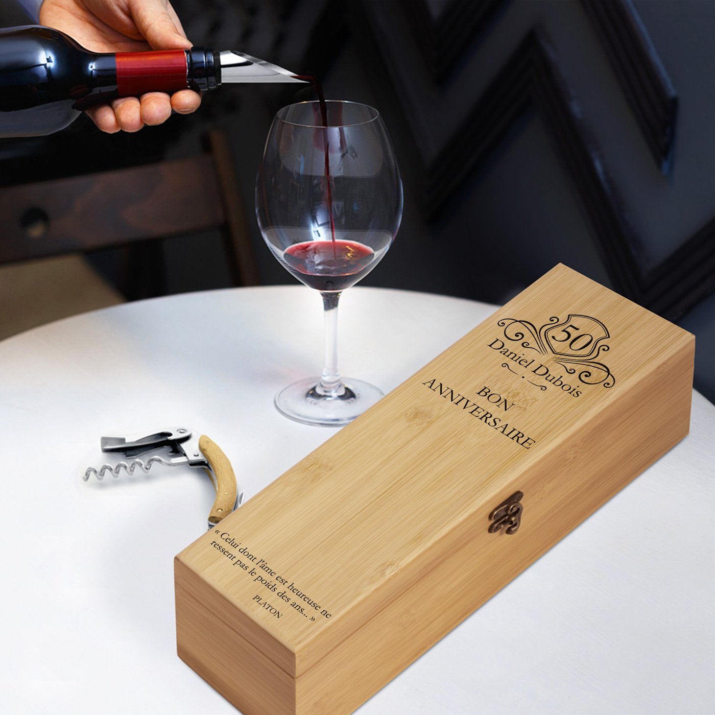 Murrano Personalized Wine Accessory Kit for Dad's 50th Birthday