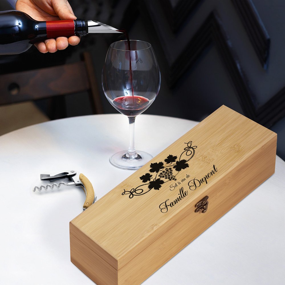Caja de regalo de vino Murrano con 4 accesorios para una reunión entre amigos