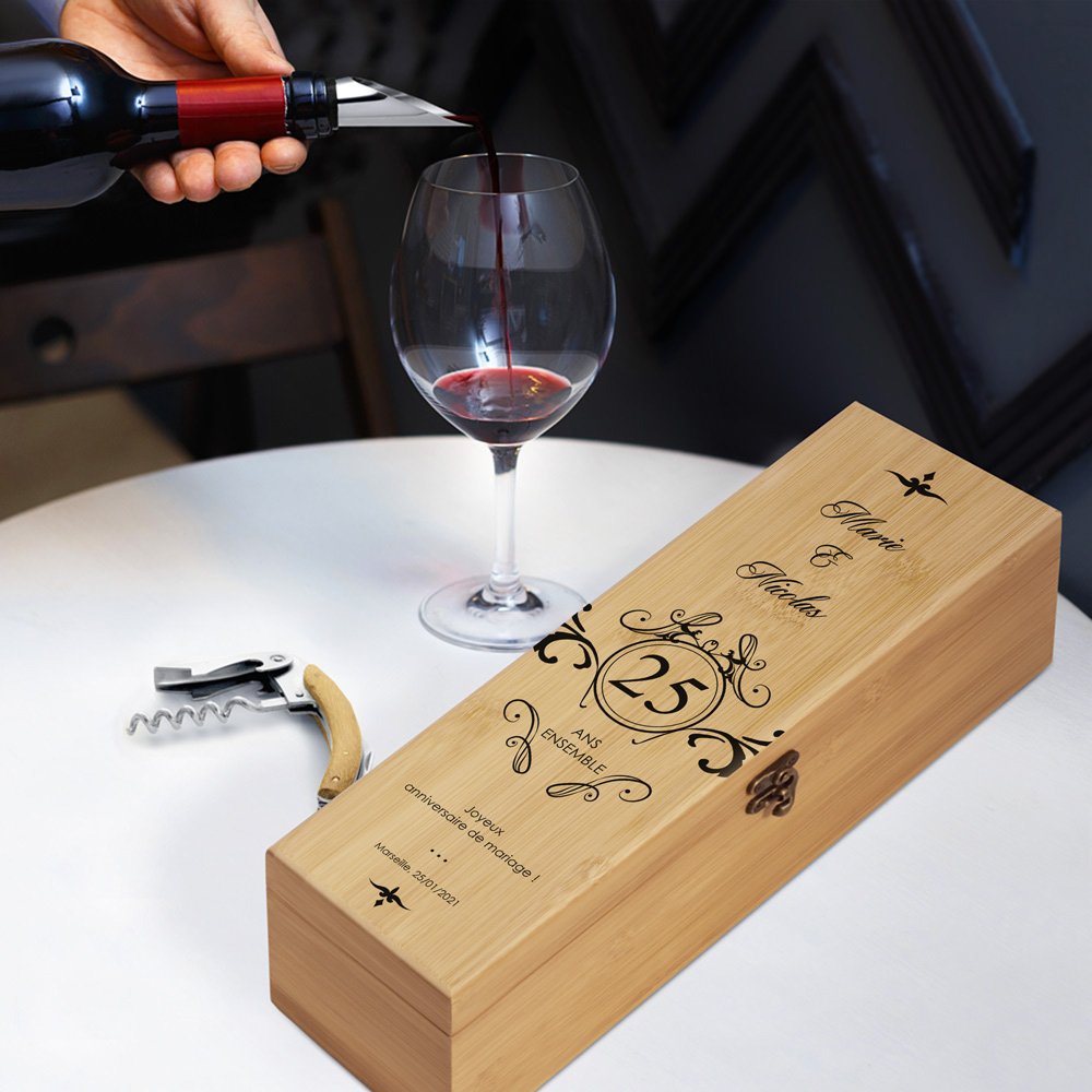 Murrano Personalized Wine Accessory Kit for Parents - Silver Wedding Anniversary Gift
