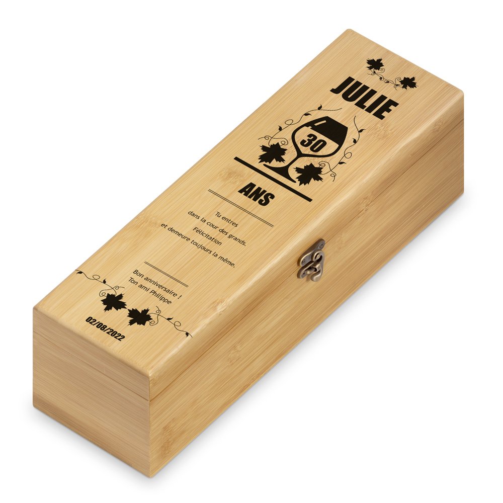 Murrano Personalized Wine Gift Box Set for a 30th Birthday