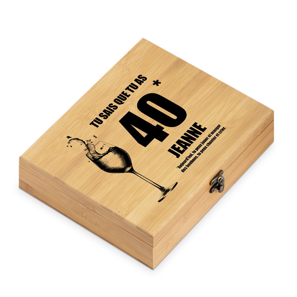 Murrano Sommelier's Kit with Personalized Print for Her 40th Birthday
