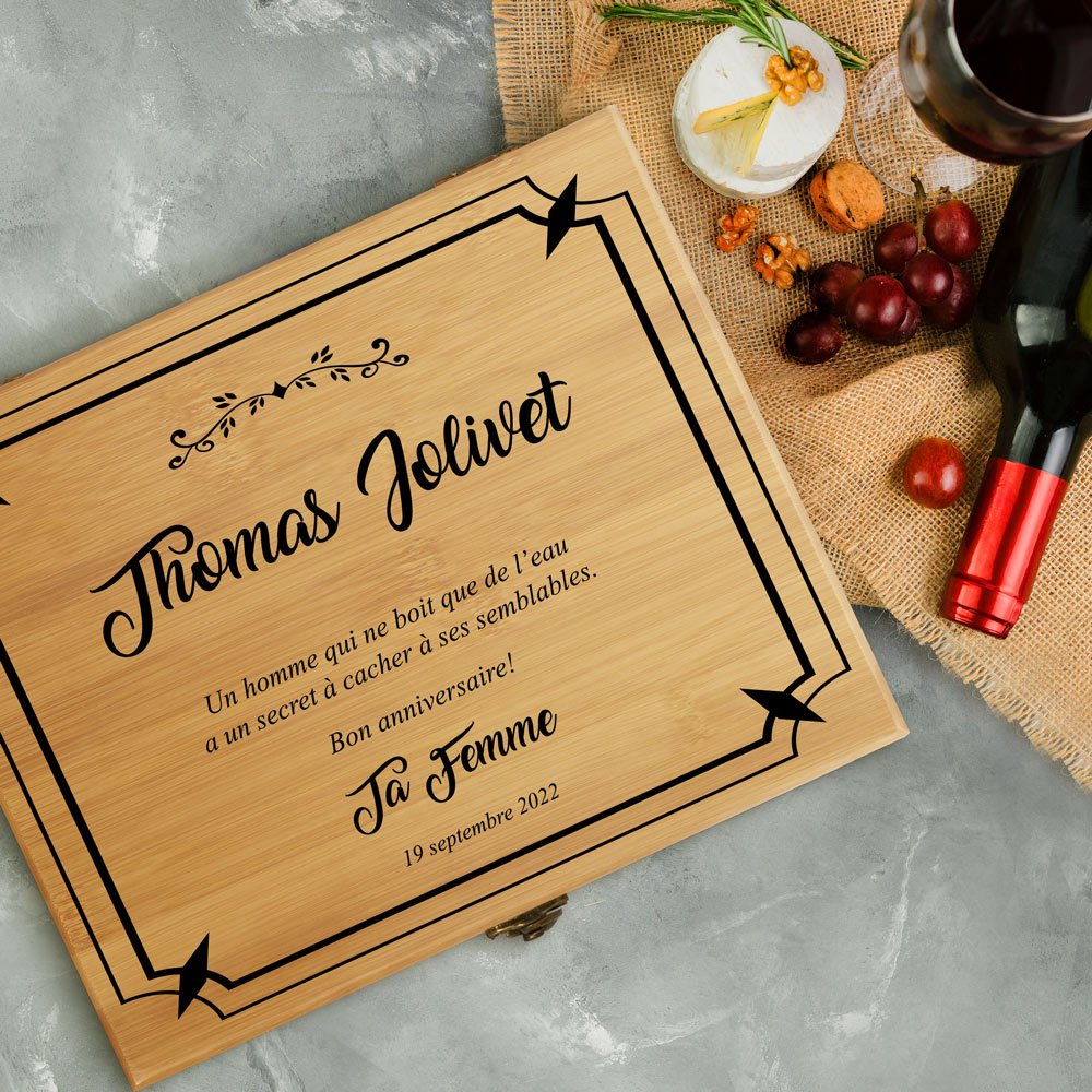 Kit de sommelier personalizado de Murrano para el cumpleaños de un marido