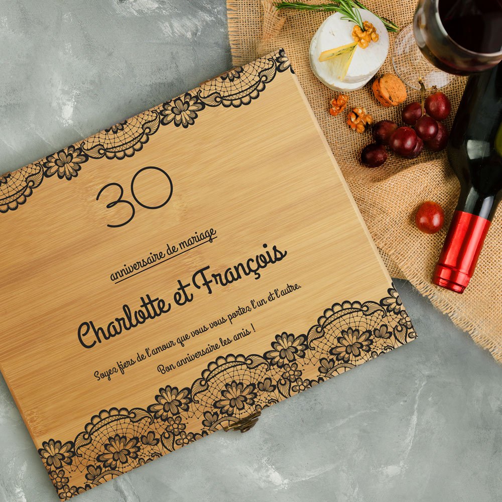 Kit de sommelier personalizado Murrano para una pareja por sus 30 años de matrimonio