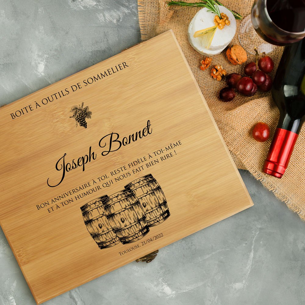 Murrano Sommelier Gift Set with Custom Print for a Colleague's Birthday