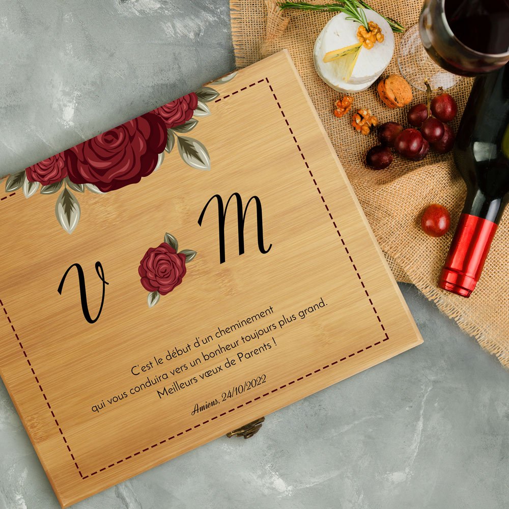 Murrano Personalized Sommelier Kit for Newlyweds (Wine Accessories with Custom Print)