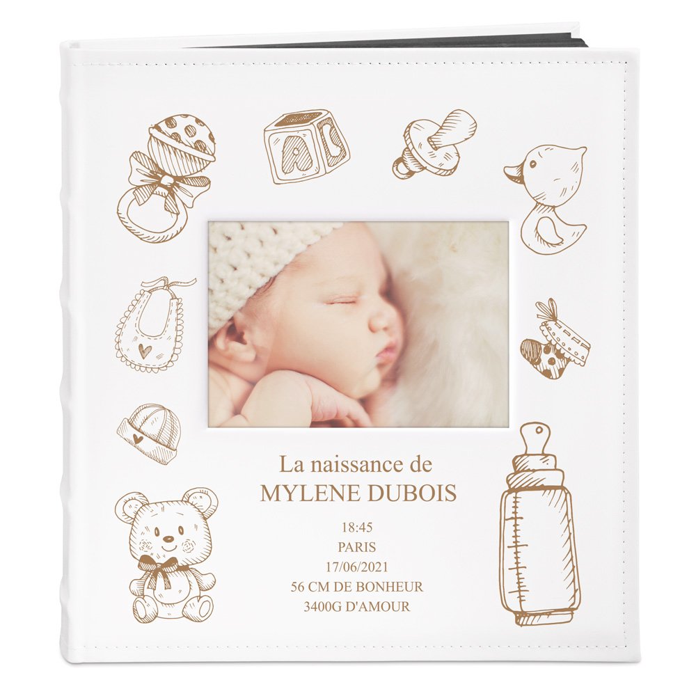 Murrano Personalized Photo Album for Newborn Girl
