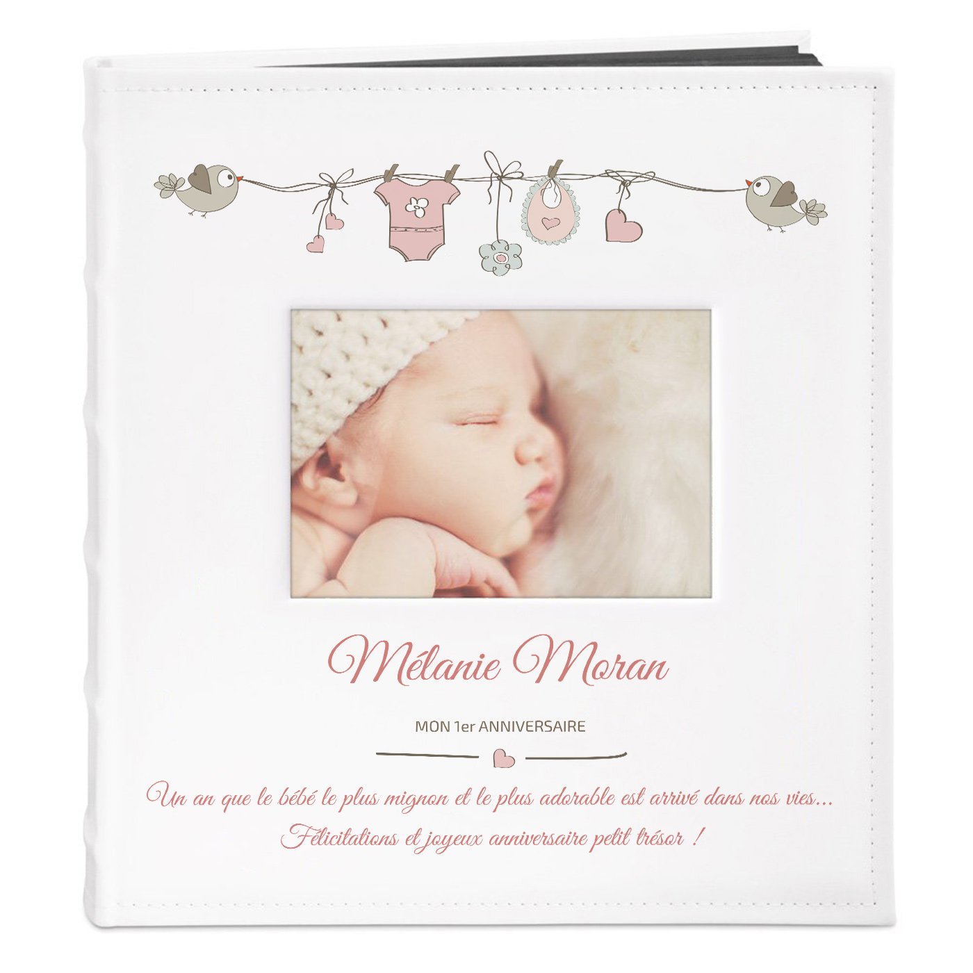 Álbum de fotos personalizado Murrano con ventana para niña 1 año