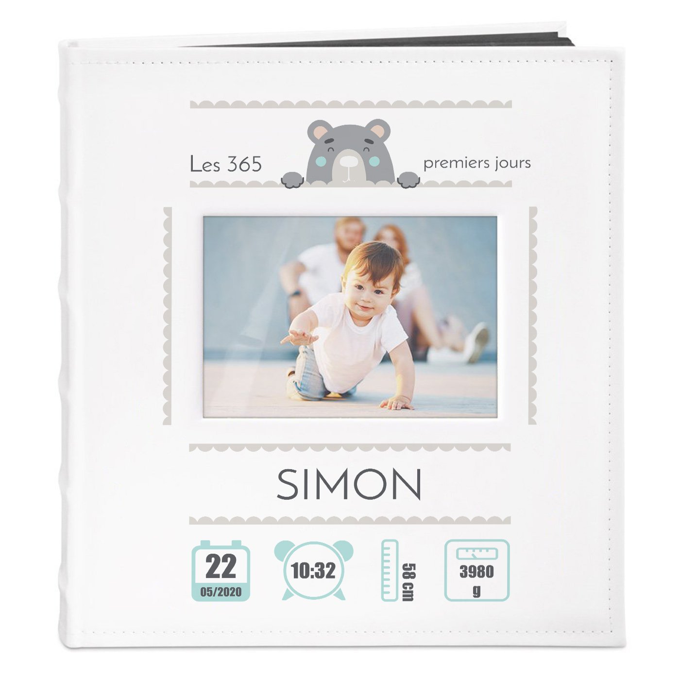 Murrano Personalized Photo Album with Window for Baby Boy