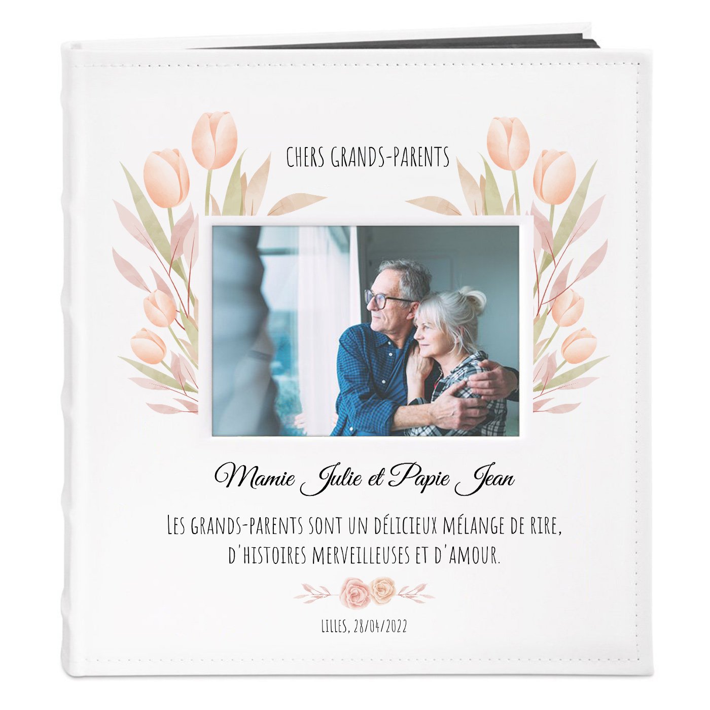 Murrano Personalized Photo Album with Window for Grandparents Wedding Memory