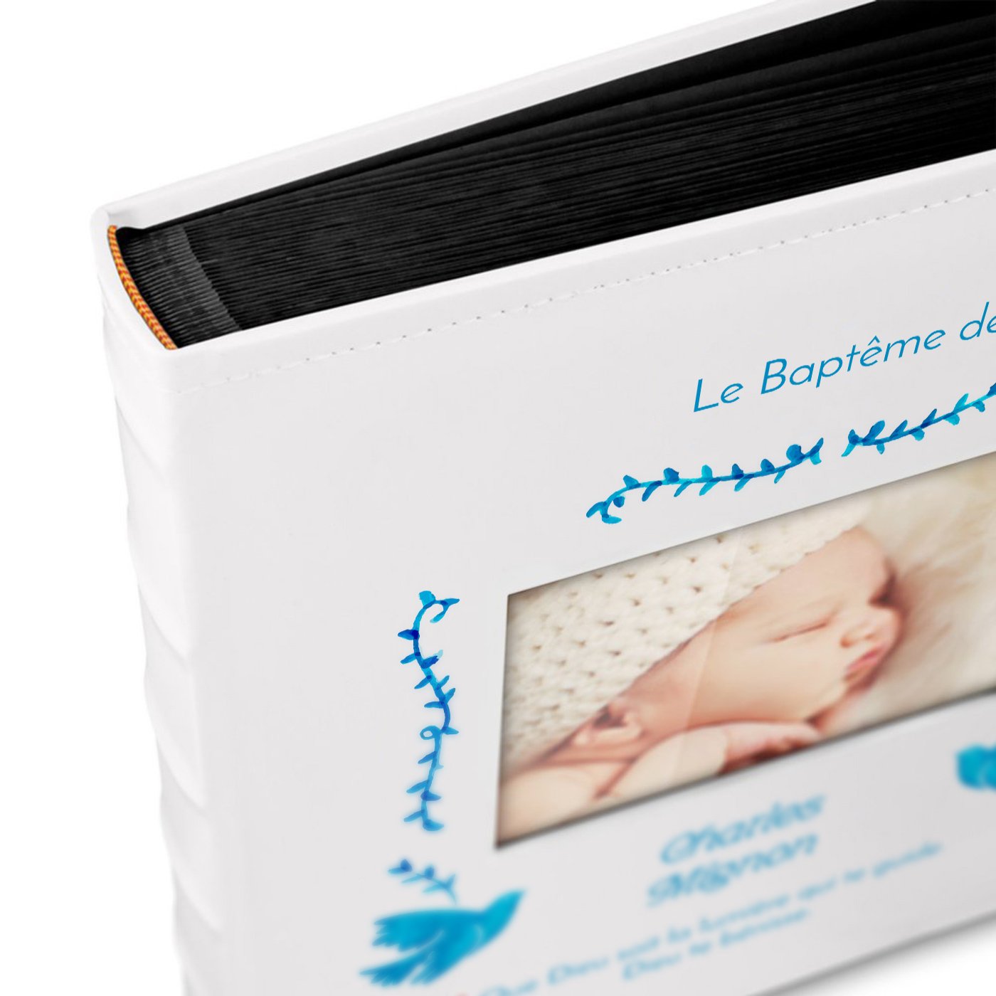 Murrano Personalized Photo Album with Window for Boy's Baptism