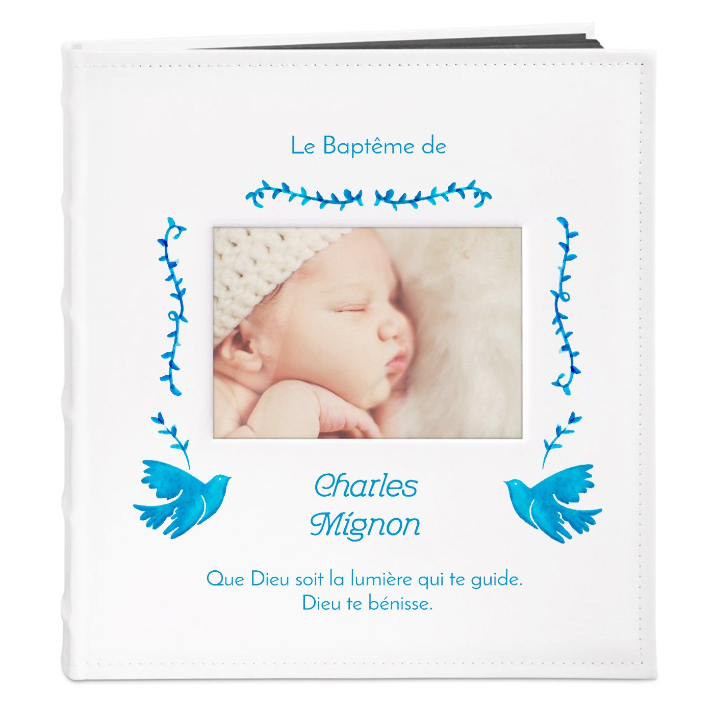 Murrano Personalized Photo Album with Window for Boy's Baptism