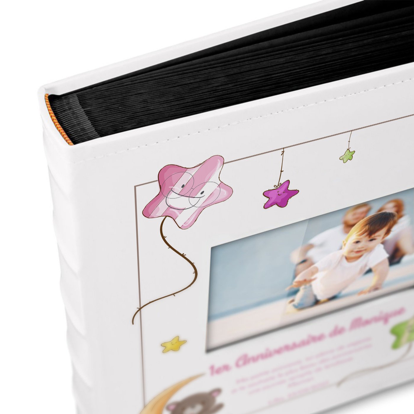 Álbum de fotos personalizado Murrano con ventana para niña de 1 año