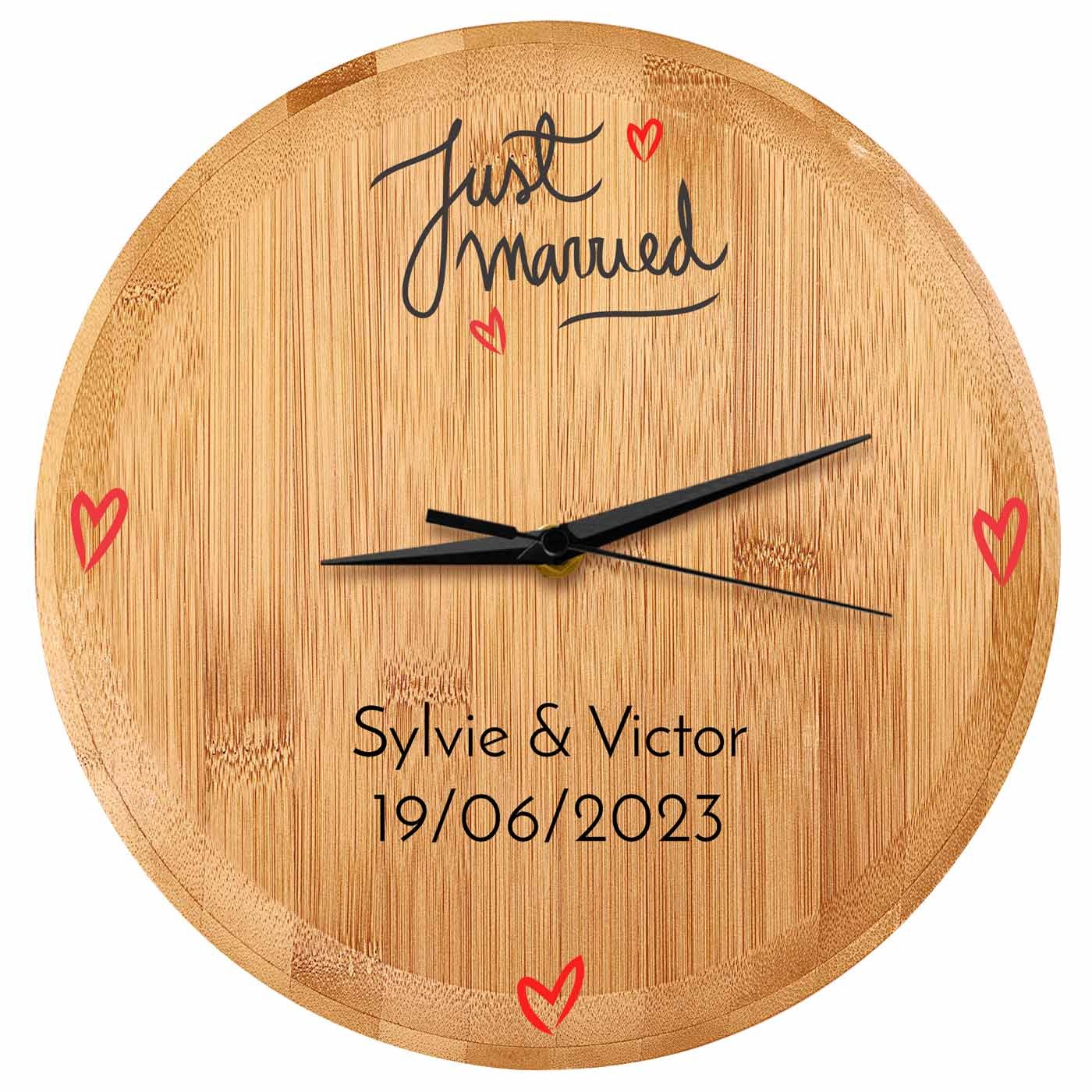 Reloj de pared personalizado Murrano para recién casados