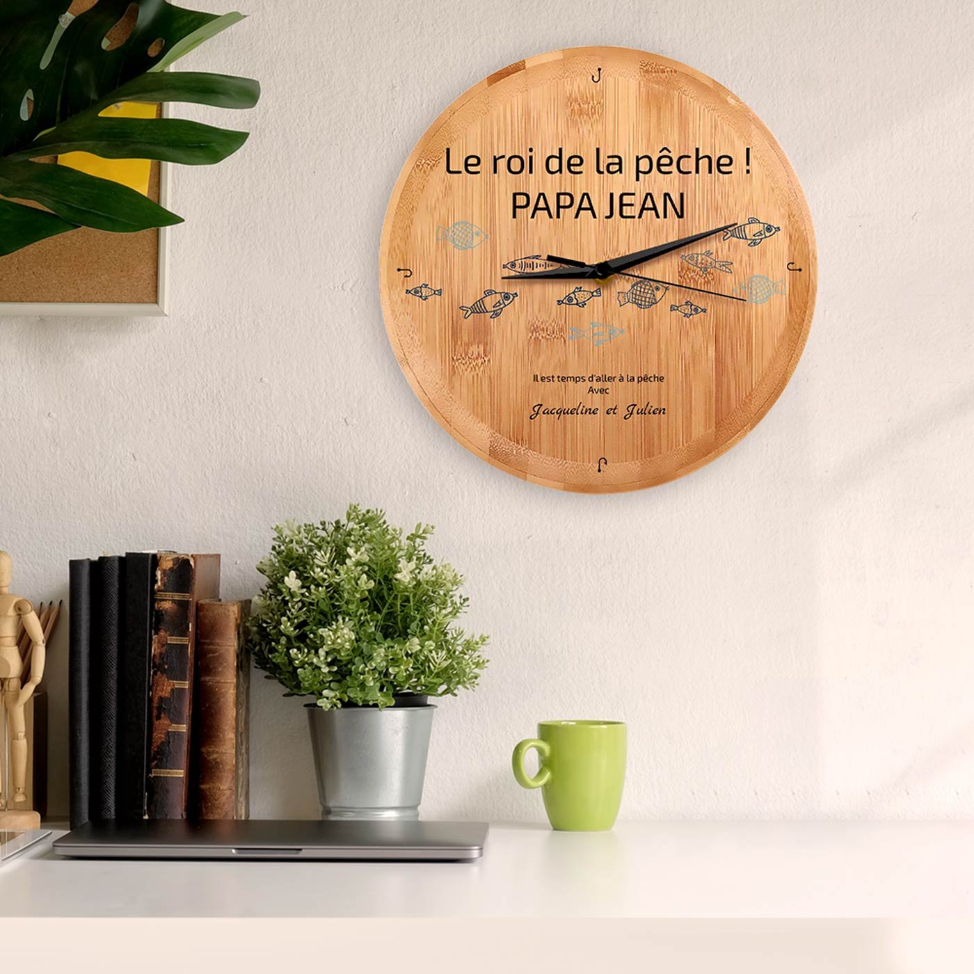 Reloj de pared personalizado Murrano para papá pescador