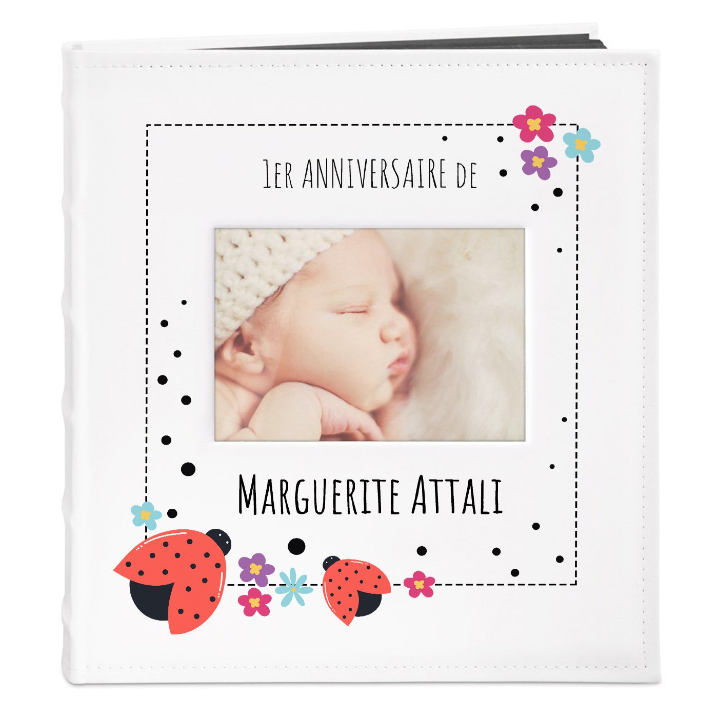 Álbum de fotos Murrano con ventana y personalización para bebé de 1 año