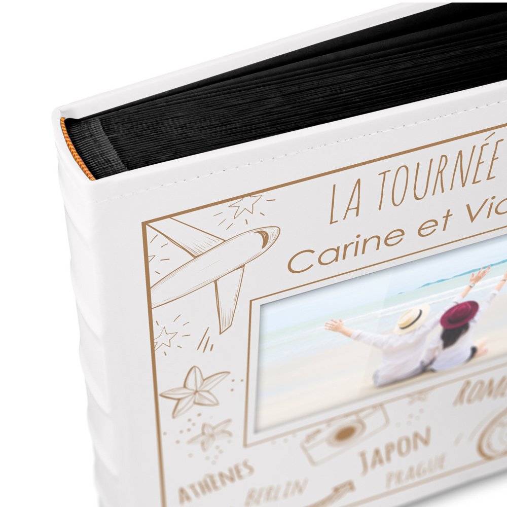 Murrano Photo Album with Window and Custom Print for Couple Vacation Memories