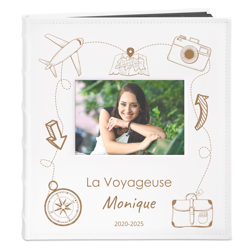 Álbum de fotos Murrano con ventana e impresión personalizada para viajeras
