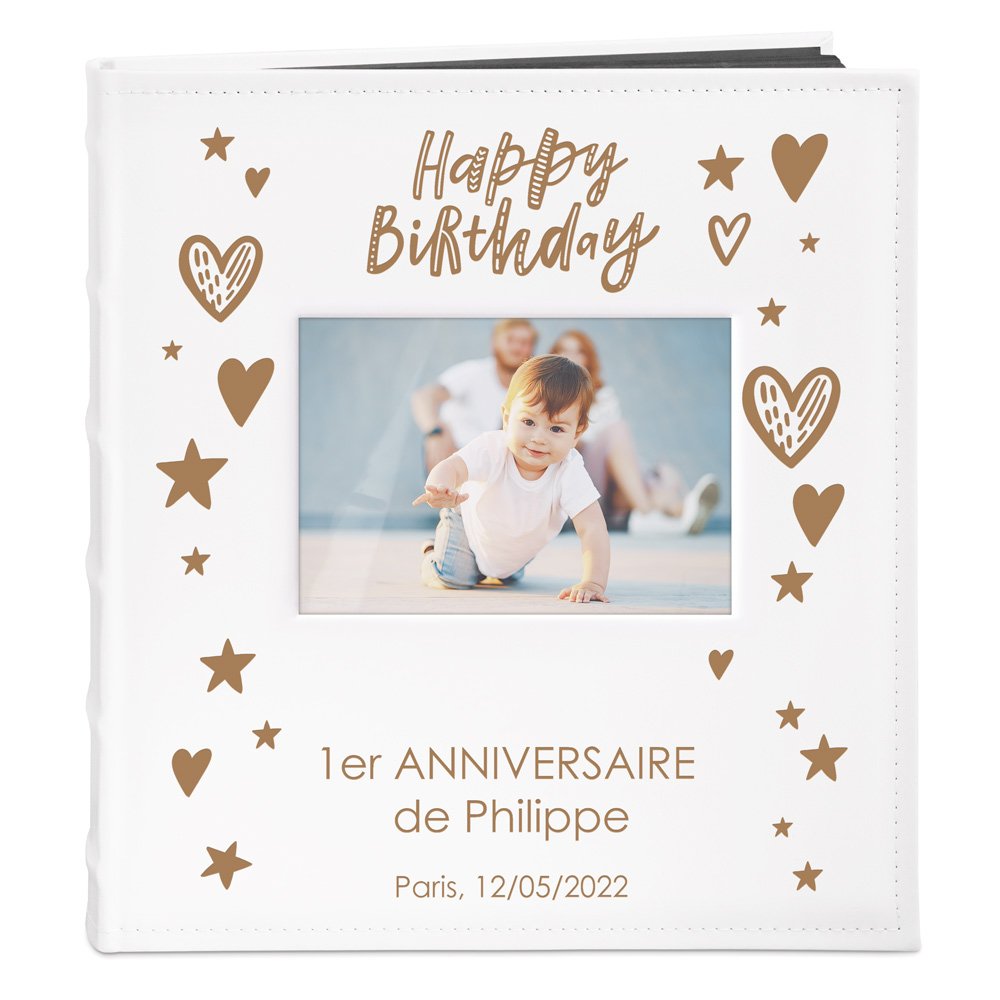 Álbum de fotos personalizado Murrano para el primer aniversario de un niño