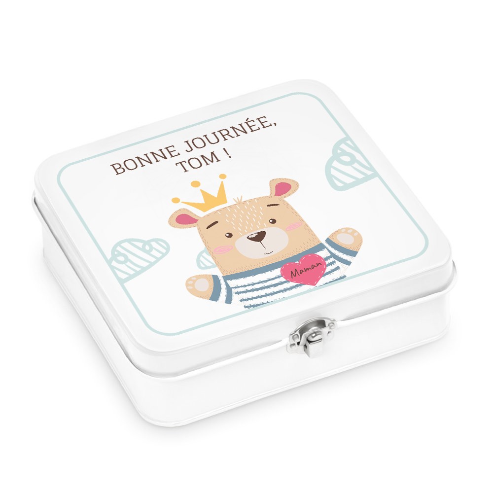 Murrano Metal Snack Box - White with Birthday Impression