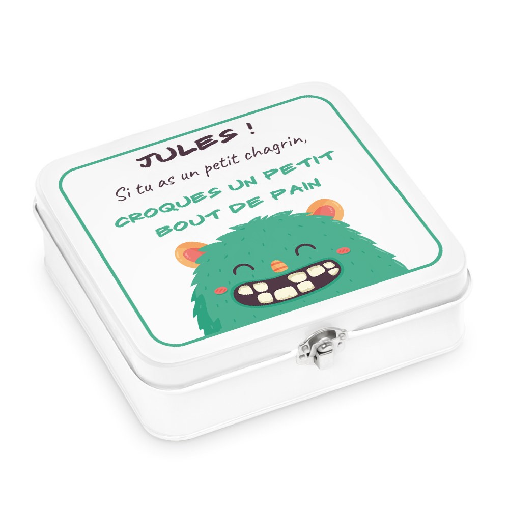 Murrano Customized Metal Snack Box - White for Grandson's Birthday