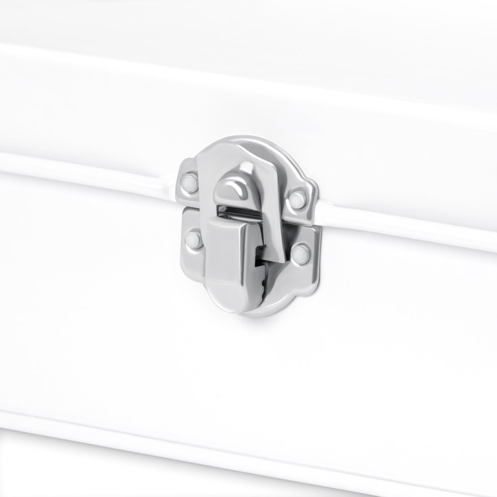 Murrano Metal Snack Box - White with Birthday Impression