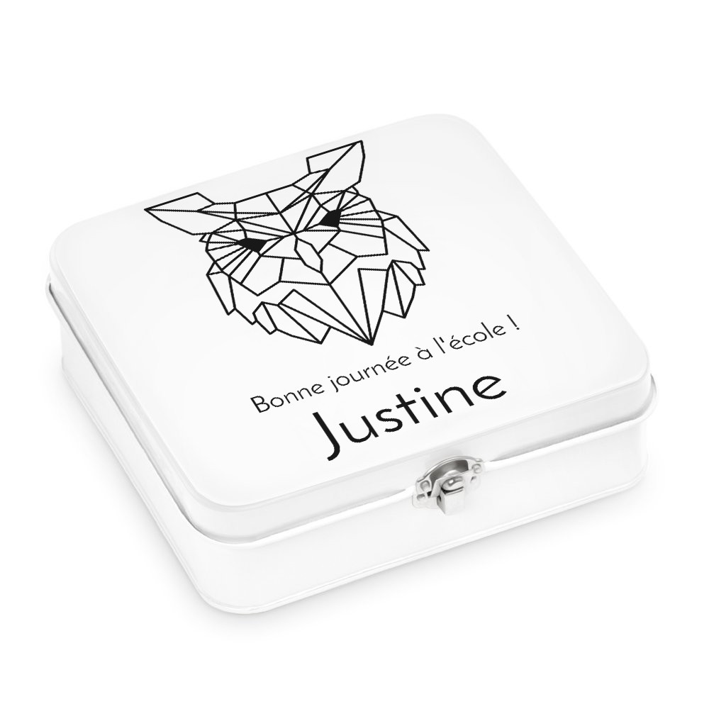 Murrano Metal Snack Box - White with Personalized Print for Teachers