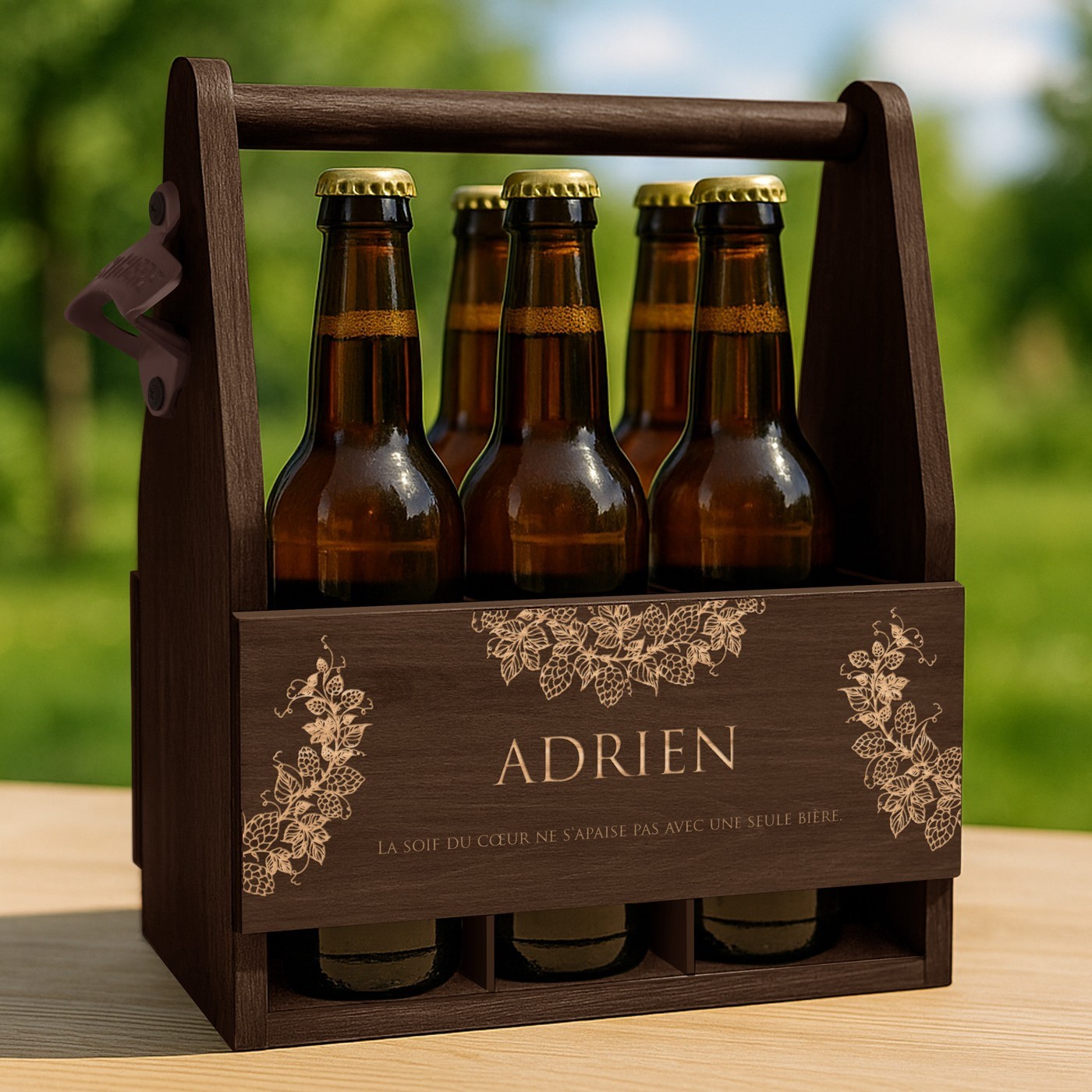 Porta cervezas de madera personalizado Murrano