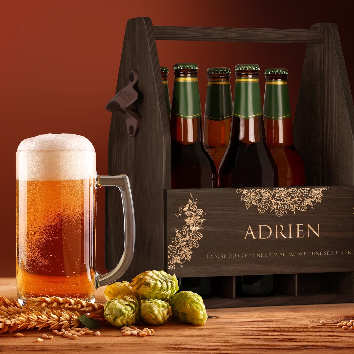 Porte-bière en bois personnalisé Murrano