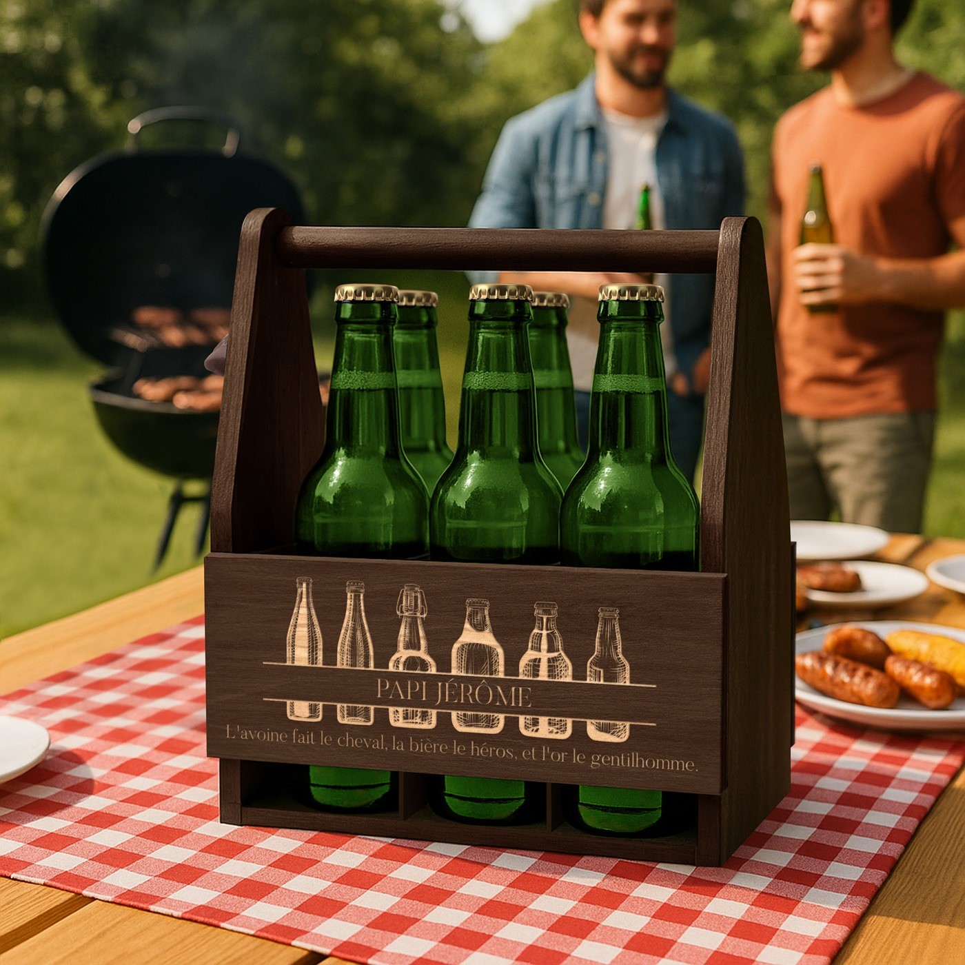 Cesta de cerveza personalizada de Murrano para abuelos