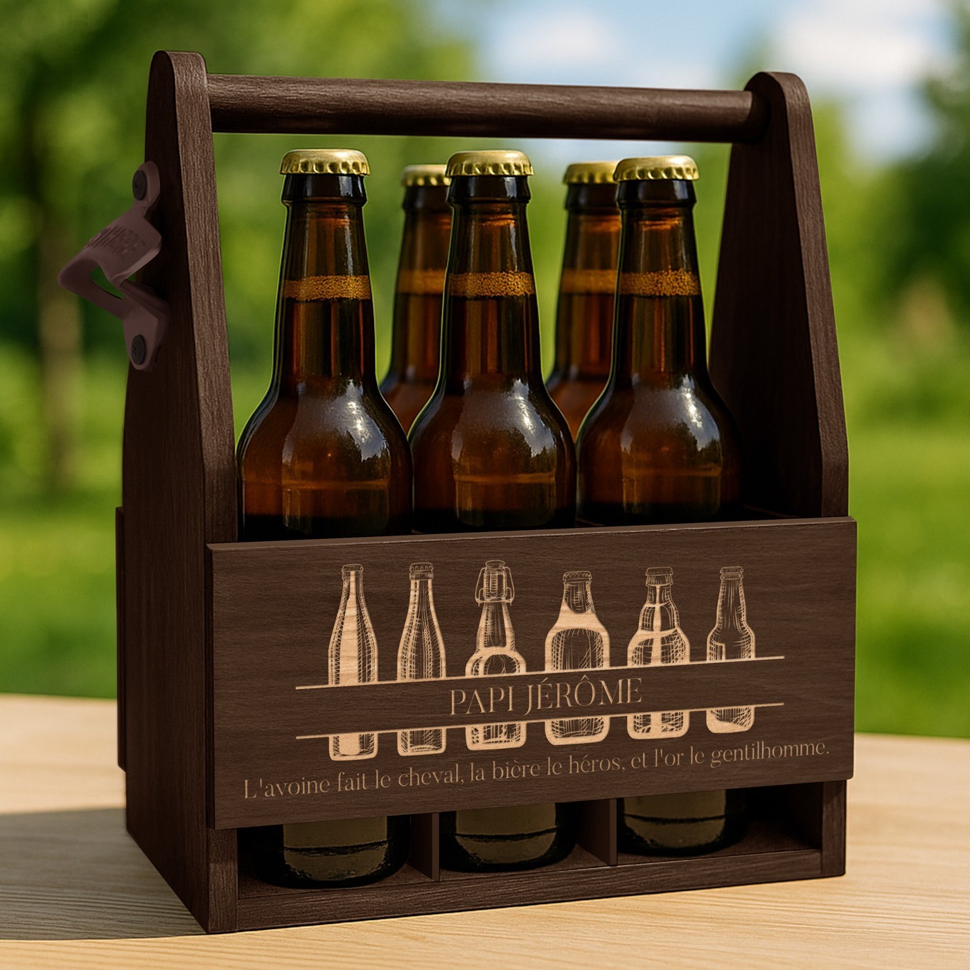 Cesta de cerveza personalizada de Murrano para abuelos
