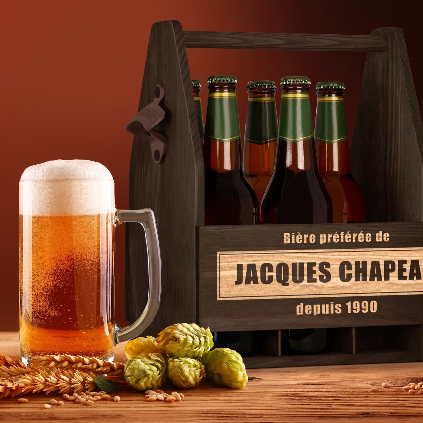 Portavasos de madera Murrano con grabado para futuro yerno