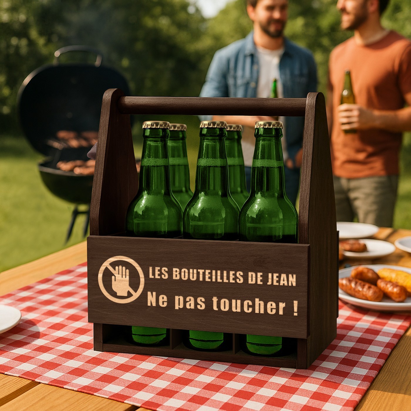 Portador de cerveza de madera personalizado Murrano para el abuelo