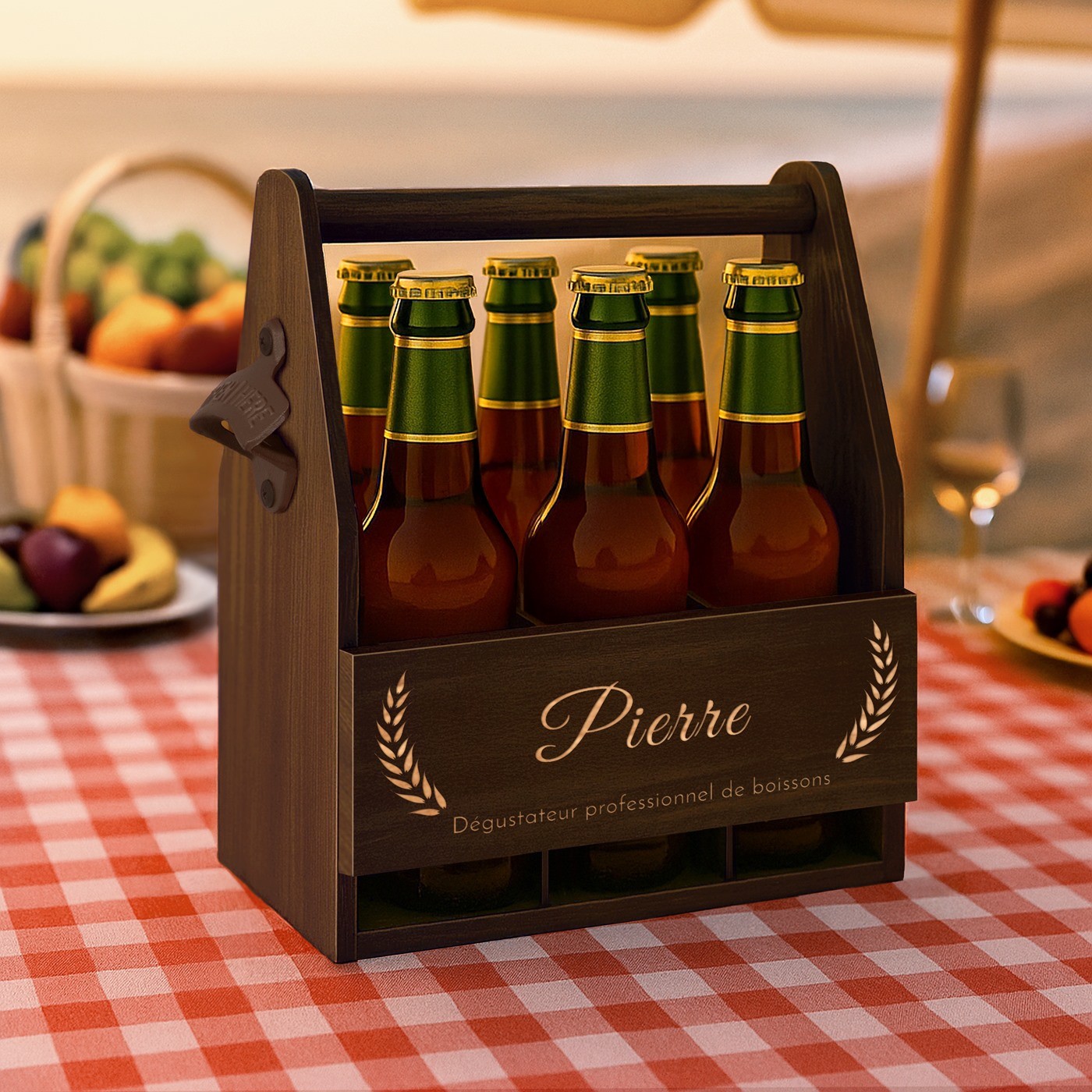 Personalized Wooden Beer Carrier for Him by Murrano