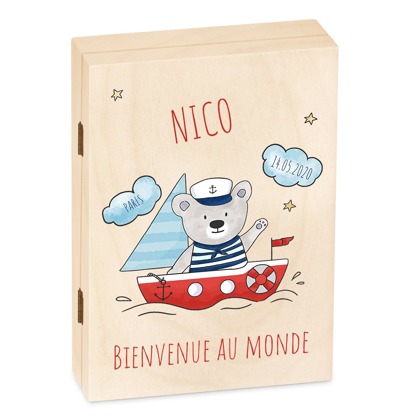 Set de cubiertos Murrano para niños con estuche de madera y grabado - Niño recién nacido