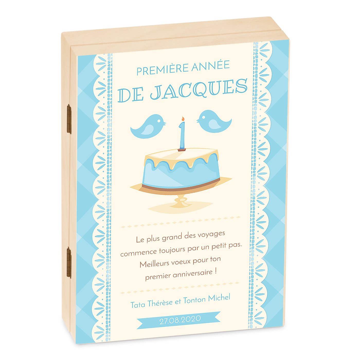 Set de cubiertos personalizados Murrano para niño, en caja de madera - Regalo de cumpleaños gourmet