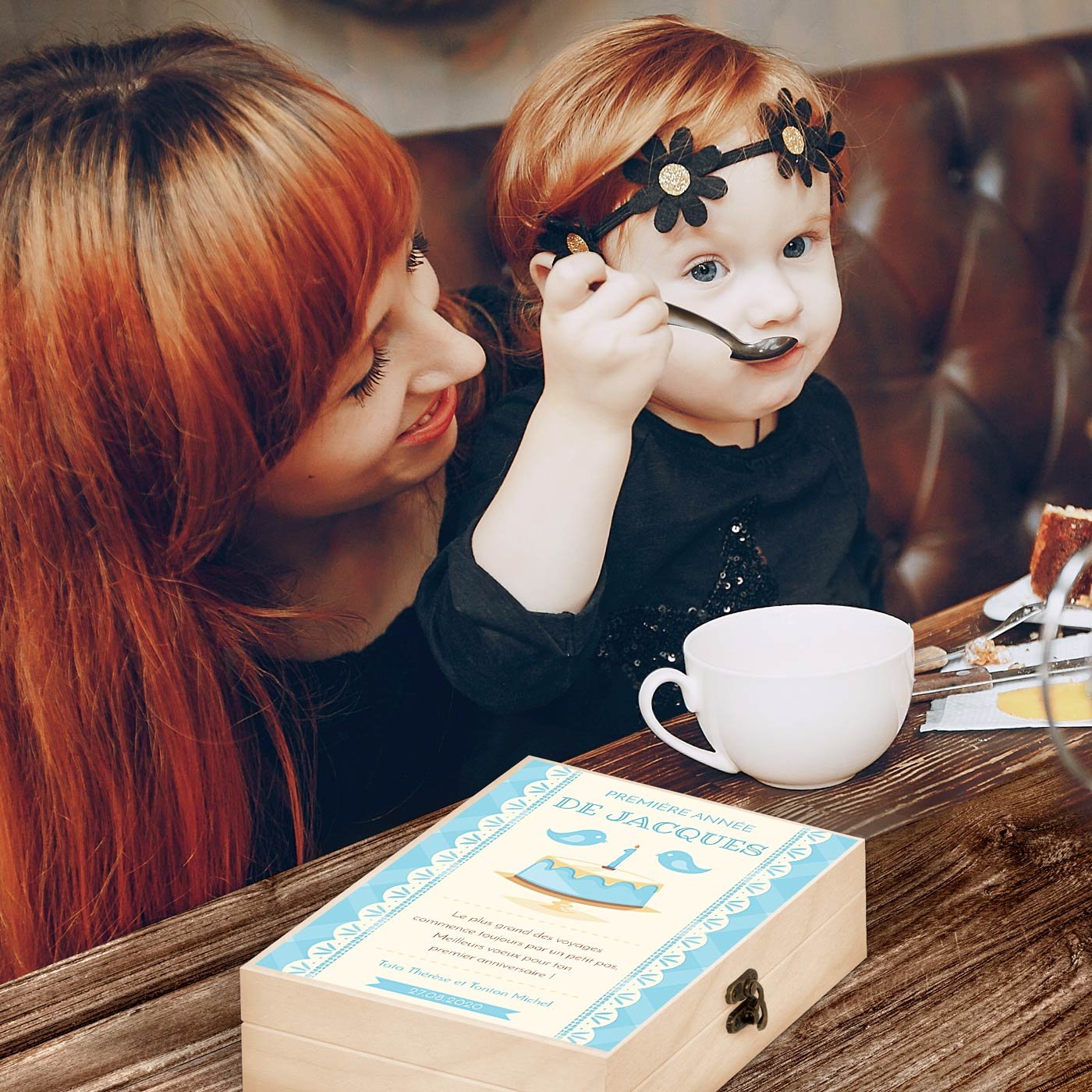 Murrano Personalized Children's Cutlery Set in Wood Box - Boy's Gourmet Birthday Gift