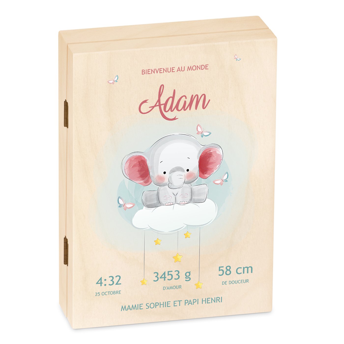 Set de cubiertos Murrano para niños en caja de madera - Niña nacimiento