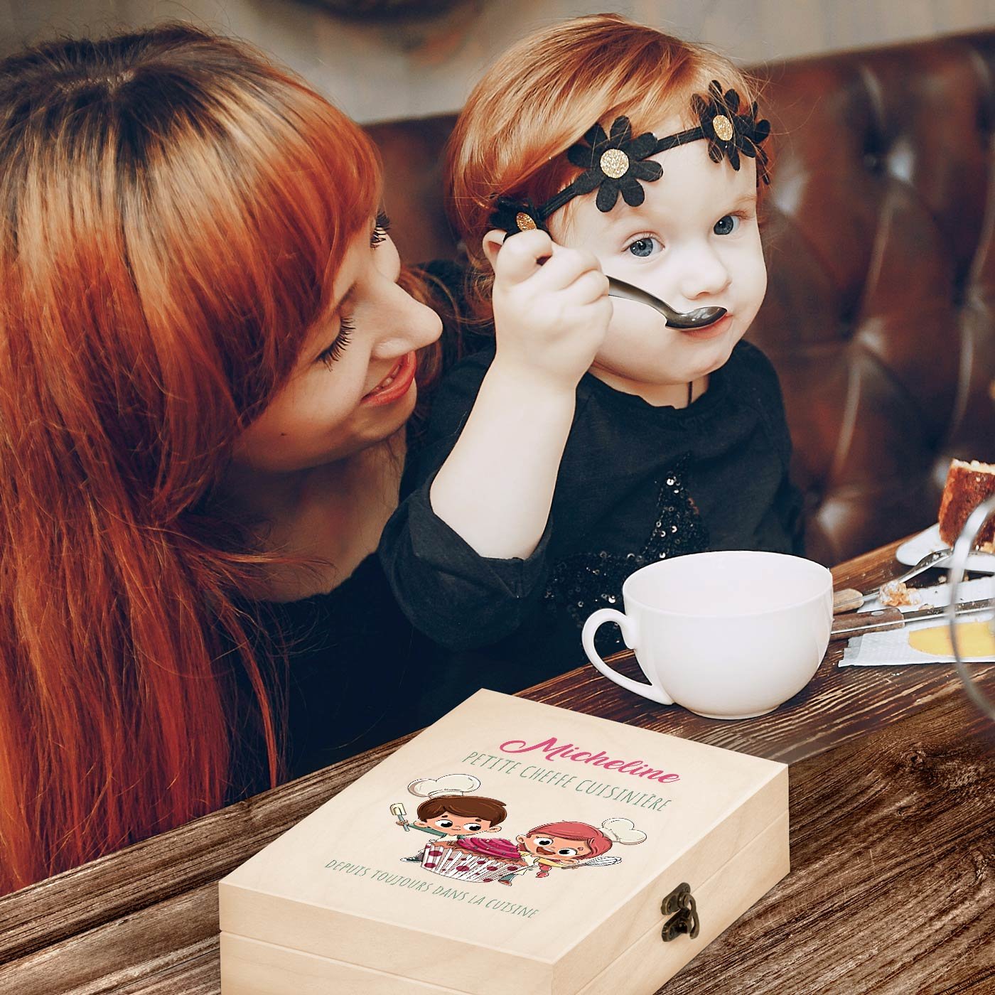 Murrano Children's Cutlery Set with Wooden Box - Girl Cupcake Design