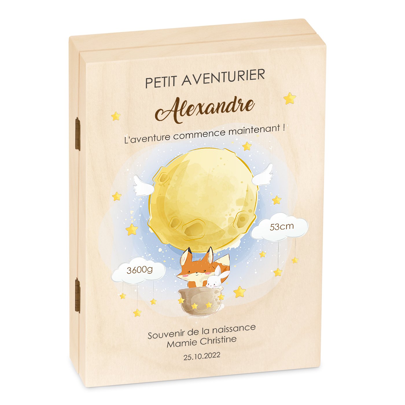 Estuche de cubiertos para niños Murrano con caja de madera - Diseño de aventurero chico