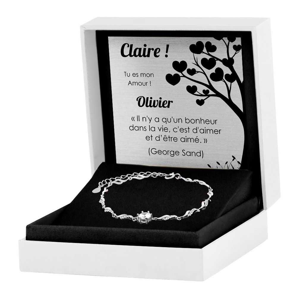 Braccial de plata de Murrano 925 grabado para esposa